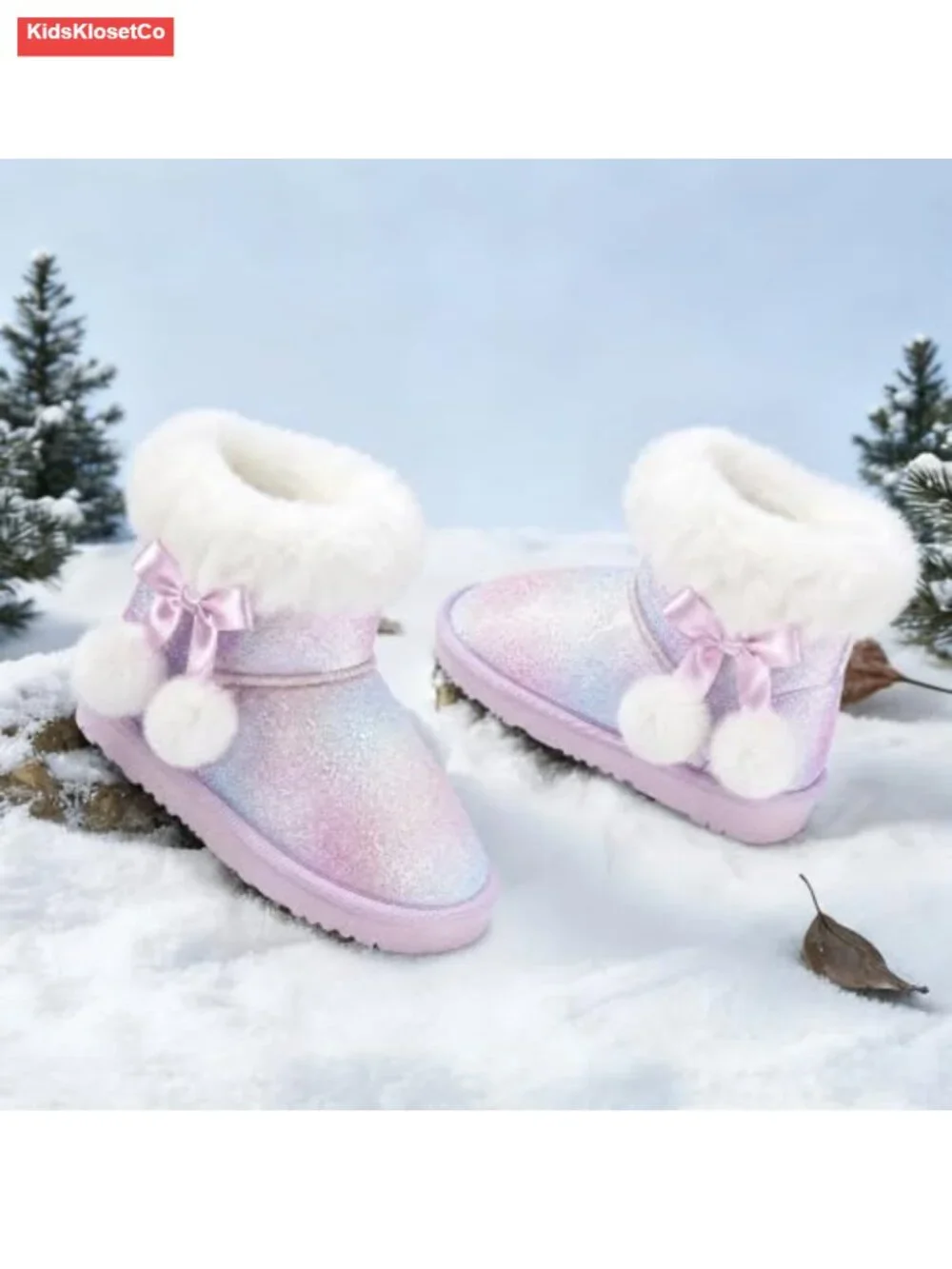 Girls Faux Suede Snow Boots Non-Slip Winter